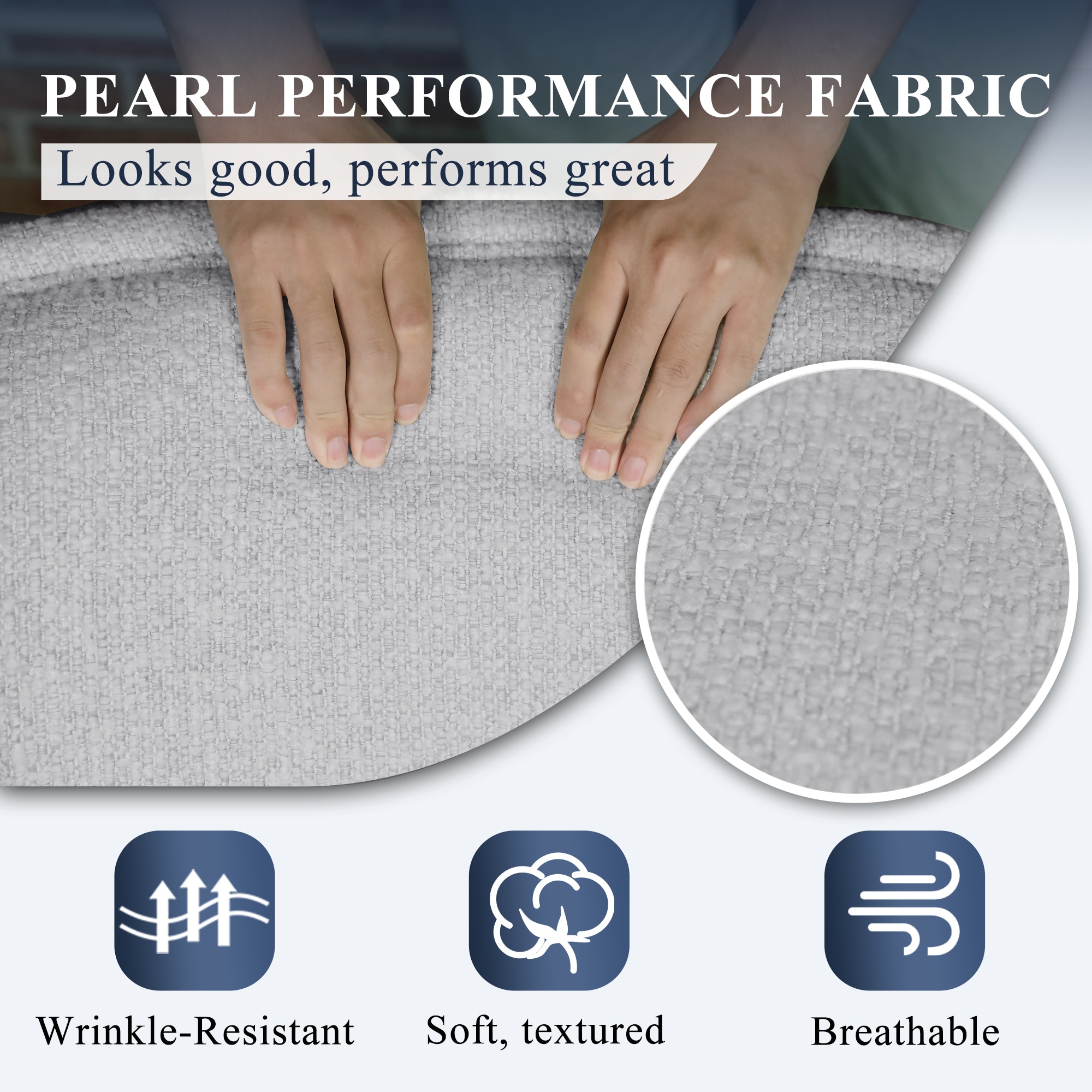 Modern Round Swivel Armchair With Solid Wood Frame In Grey_voghion.com